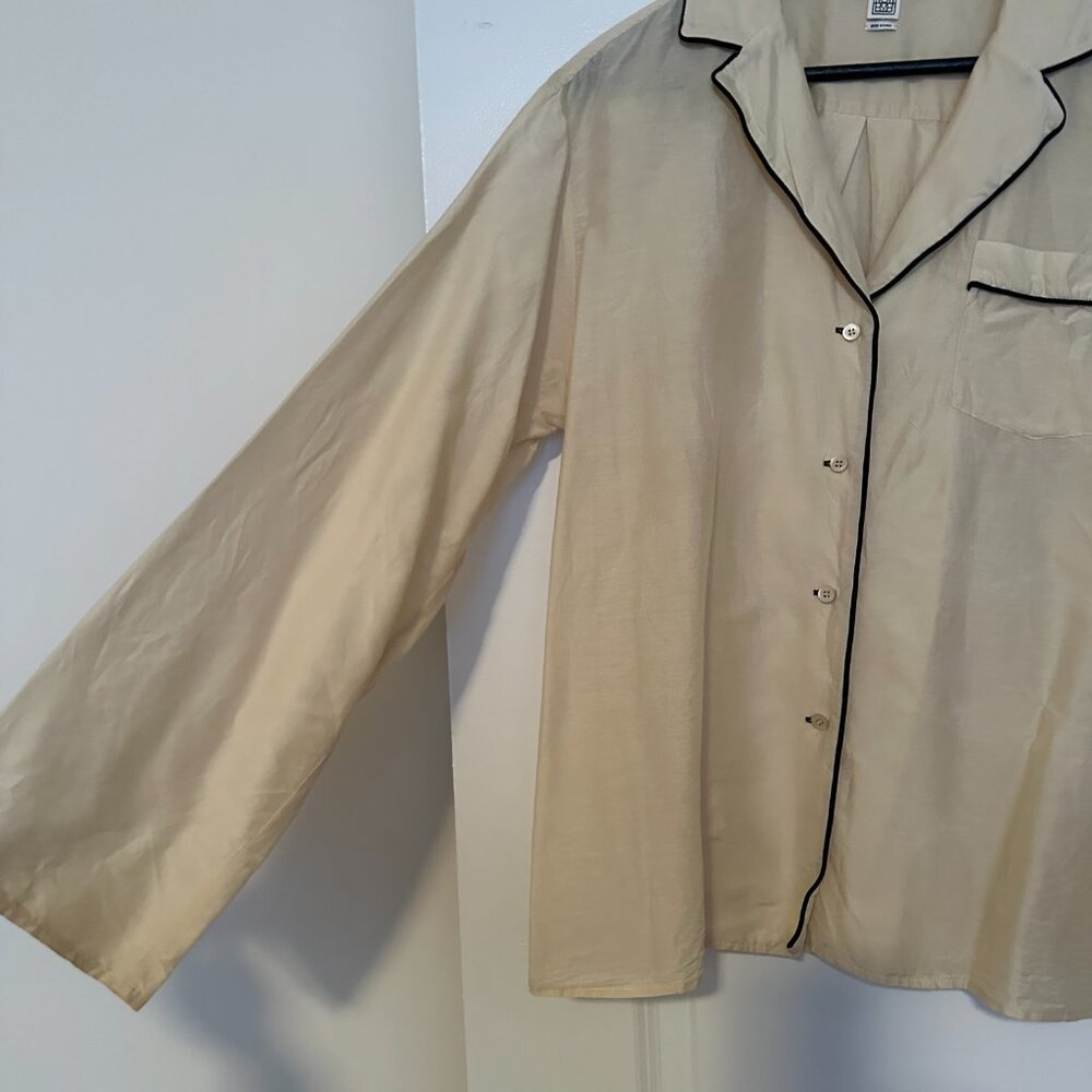 Toteme Cotton Silk PJ Blouse - Cream - Size 40 (US 8) - Picture 3 of 9